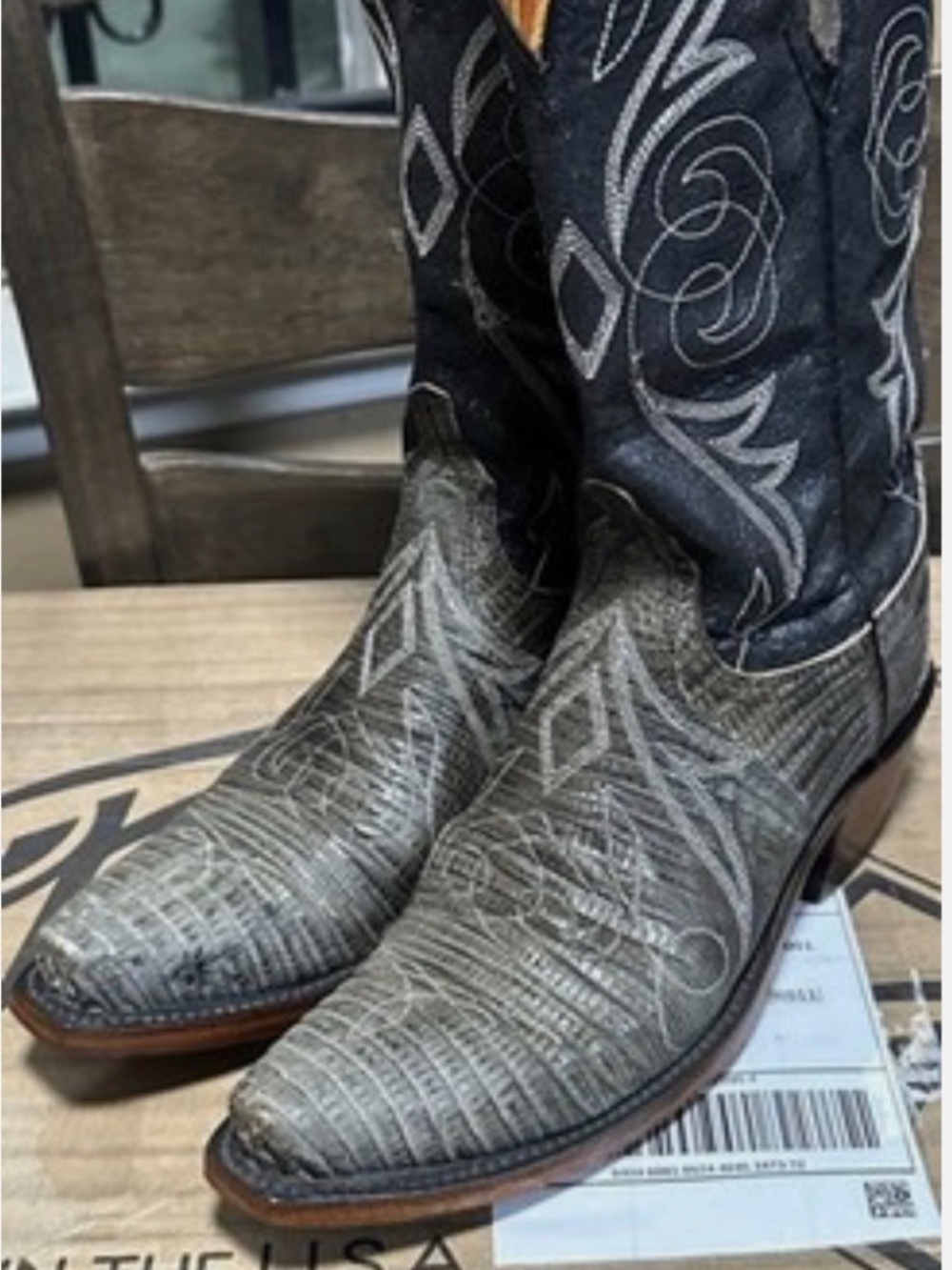 Lucchese BOOTS SIZE 6B Handmade Exotic Lizard Cowgirl SNIP Toes Womens
